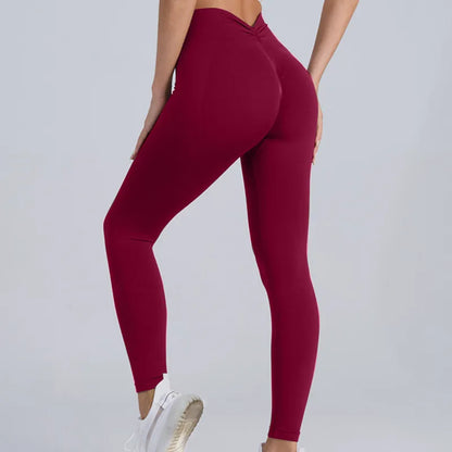 V Back Yoga Pants Women Fitness Running High Waist Slim Tights Push Up Sport Leggings Gym Athletic Quick Dry Workout Female