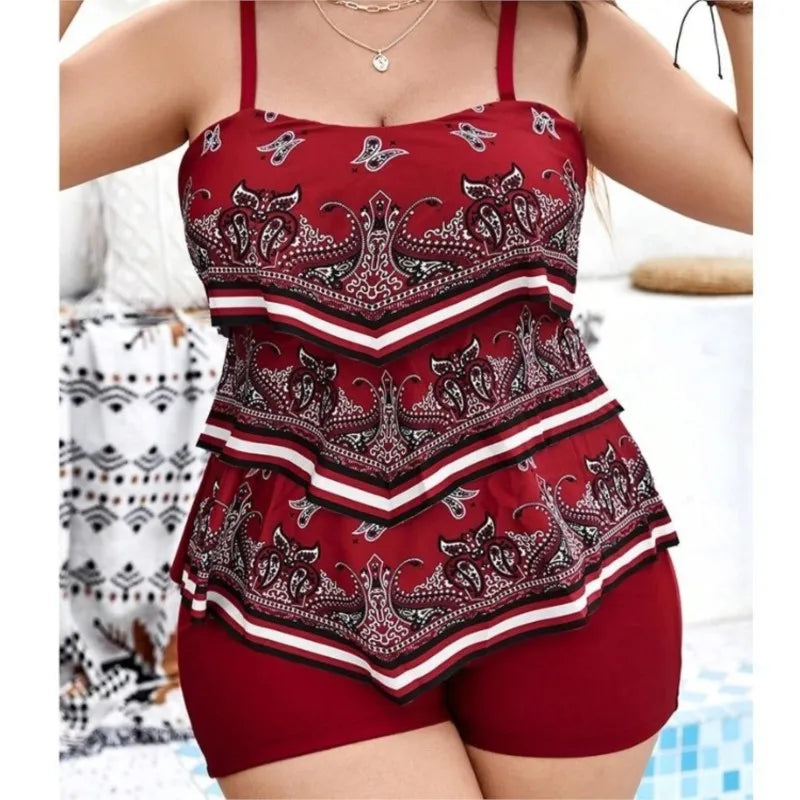 L-4XL Plus Size Tankini Women's Push Up Big Large Size Swimsuit Tummy Control Swimwear Tankini Sets