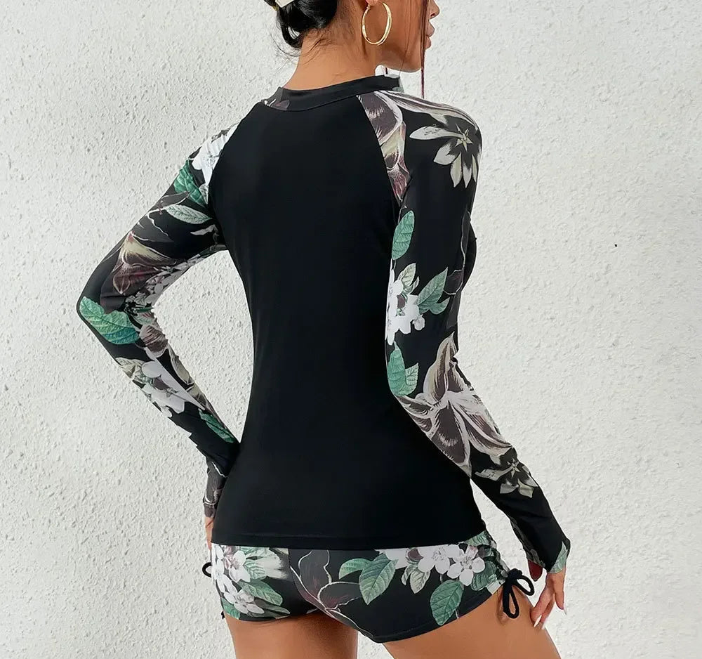 Female Swimsuit With Long Sleeves Swimwear Sports Surfing Tankini Set Beachwear Two-Piece Bathing Suits Pool Women Swimming Suit