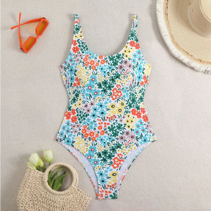 Retro Floral One Piece Swimsuits Closed Women's Swimwear Push Up For Swimming Wear Body Bathing Suits Beachwear Pool Bather