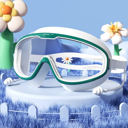 Kids Swimming Goggles with Big Frame, HD Lens and Anti-fog, Waterproof Children's Swim Goggles for Boys and Girls