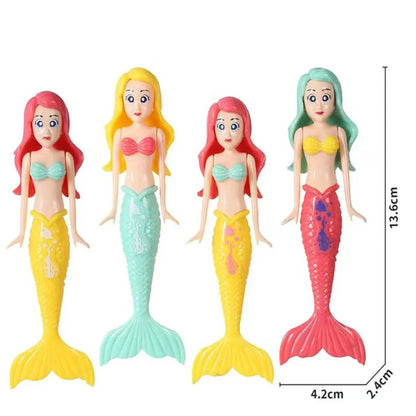4 Pieces Mermaid Dive Toys Mermaid Bath Toys Colorful Mermaid Pool Toys Swimming Pool Games for Toddlers Boys Girls Teens