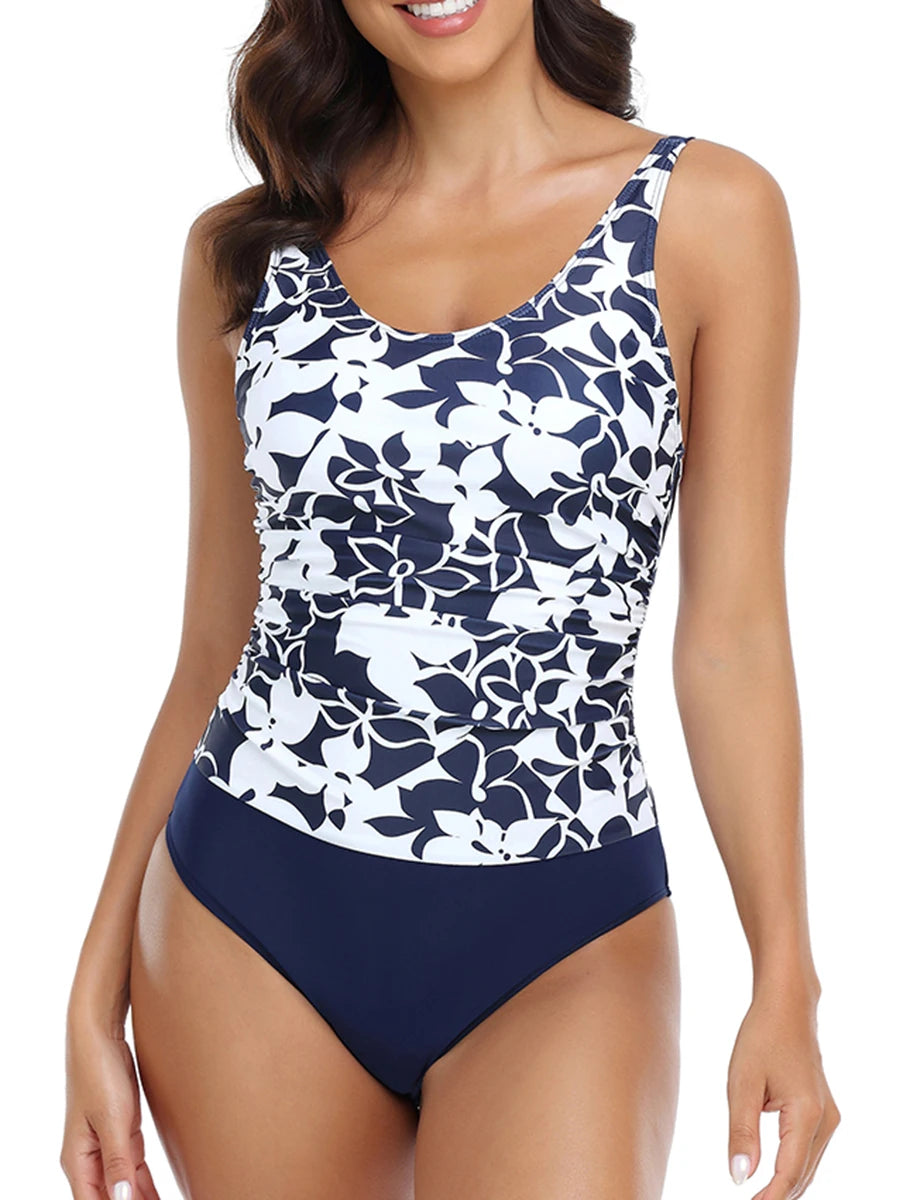Floral Printed One Piece Swimwear Women Strap Swimsuit Female Bodysuit Bathers Bathing Swimming Suit Sports Beachwear