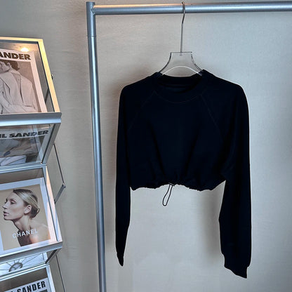 Yoga Gym Top Women Shirts Long Sleeve Crop Top Sportswear Loose Elastic Breathable Adjustable Hem Sports Womens Clothing