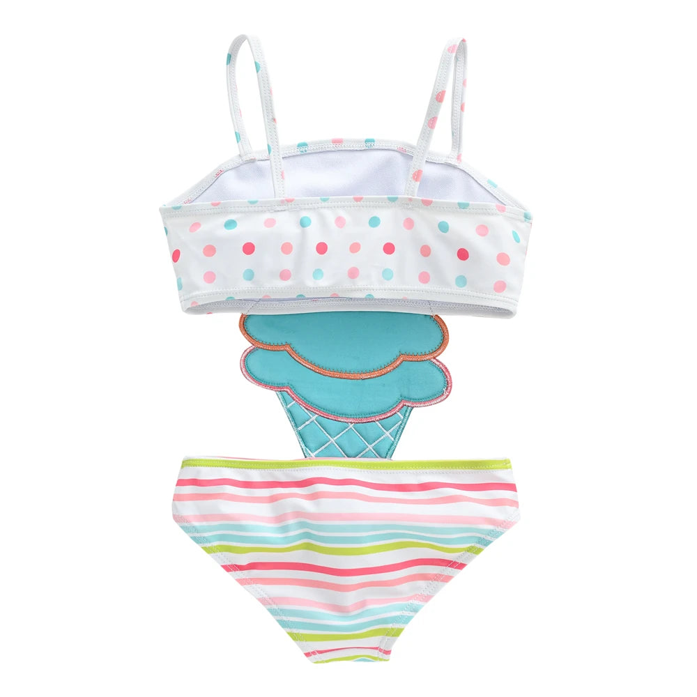 Summer Children Girl Swimsuit Icecream Design Kids Children Newborn Swimwear Beach Wear Bathing Suit
