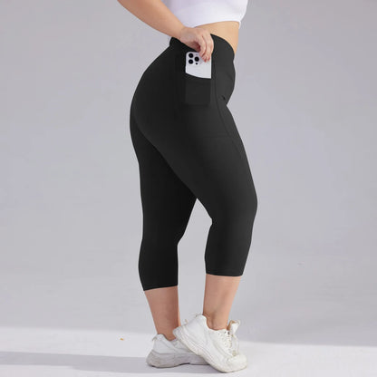 Plus size yoga pants for women Leggings fitness yoga pants with pocket summer sports cropped trousers
