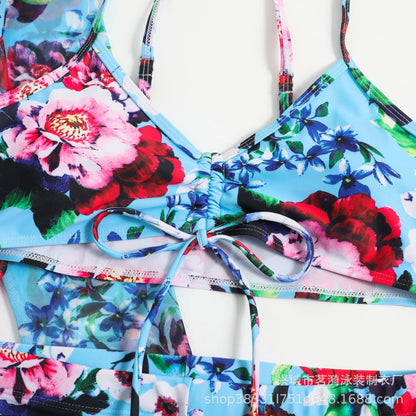 Summer Print Bikinis Swimwear Female Swimsuit Beachwear Push Up Three-Piece Bikini Set Women Swimming Bathing Suit