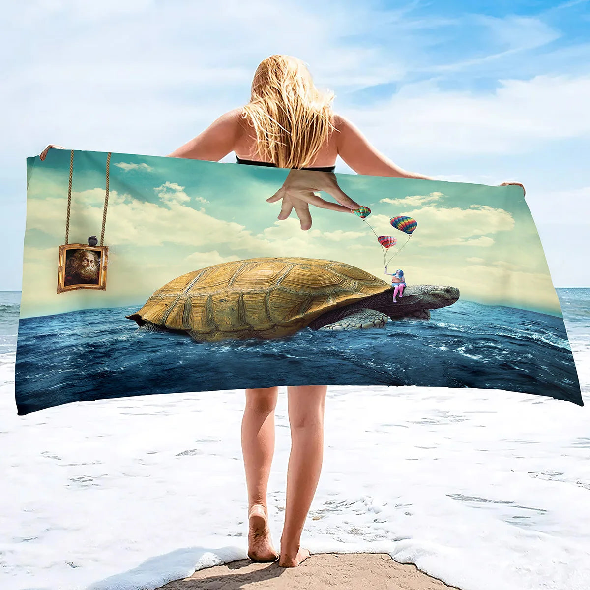Adults Oversized Beach Towels Sand Free Sea Turtle Beach Towels Quick Dry Large Bath Towels Microfiber Lightweight Travel Towel