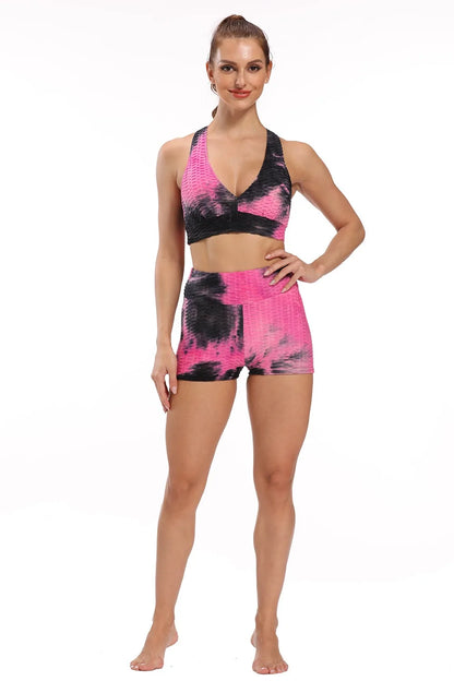 High Waist tie-dye Yoga Shorts Marble Scrunch Butt Biker Shorts Leggings Gym Fitness Pants Running Stretch Training Pants