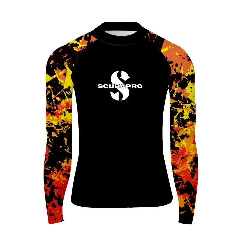 Diving T-Shirt Tight Long Sleeve Men's Rash Guard Swimwear Surf Clothing Beach UV Protection Tops Surfing Sportswear
