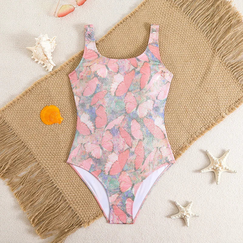 Mermaid Scales Print Bodysuit One Piece Swimsuit Women Swimwear Racing Sports Bathing Suit Woman Monokini Beach Wear