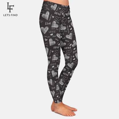 High Waist Women Fitness Leggings Fashion 3D Valentine's Pattern Printing Elastic Warm Slim Leggings