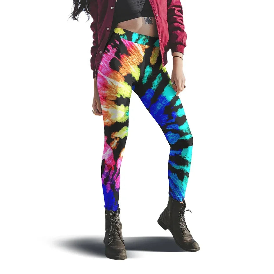 Women High Waist Elastic Pants Fashion High Waist 3D Print Fitness Yoga Gym Leggings
