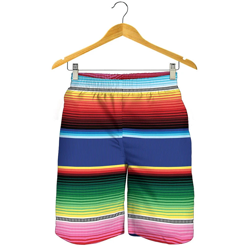Novelty 3D Mens Rainbow Shorts Men Women Fashion Graffiti Print SwimTrunks Kids Oversized Casual Hawaii Holiday Beach Shorts