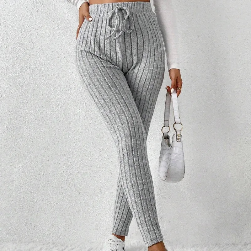 Women Striped Leggings Fitness Elastic Yoga Leggings High Waist Butt Lift Gym Training Tights Fashion Thread Slim Trousers