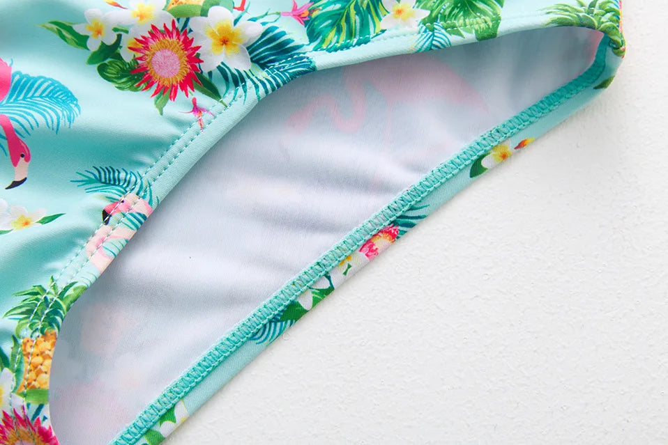 Kids Swimwear for Girls Flamingo Print One-pieces Swimming Suit Summer Beach Swimsuit Children Infant Bathing Suit Bikini