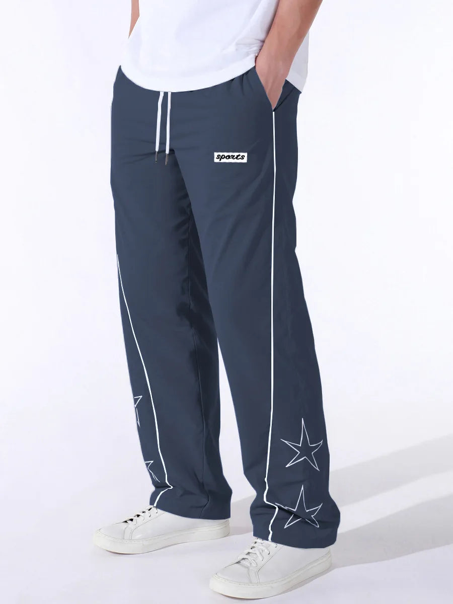 European American High Street Embroidered Pants for Men's Sports and Casual Trousers