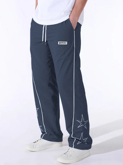 European American High Street Embroidered Pants for Men's Sports and Casual Trousers