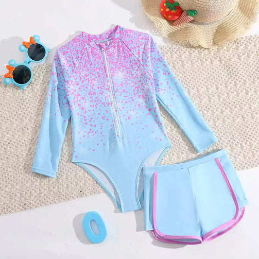 Girls One Piece Swimsuit 4-7 Year Kids Swim Suit Infant Toddler Children's Swimwear Sunscreen Beach Bathing Suits Shorts