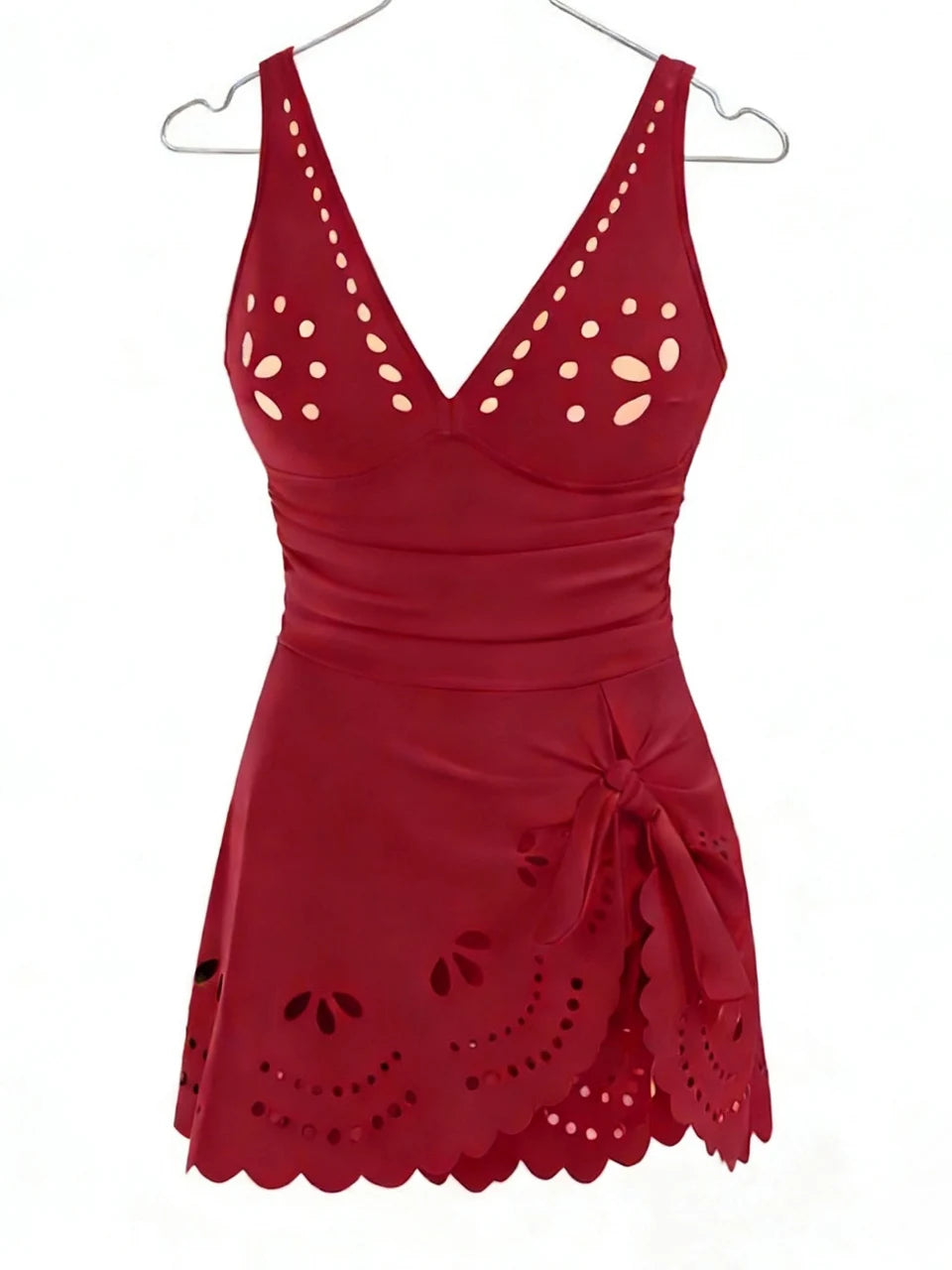 Strappy Plunging Swimwear Women One Piece Beach Dress Swimsuit Female Side Tie Knot Bathing Swimming Suit Padded Beachwear