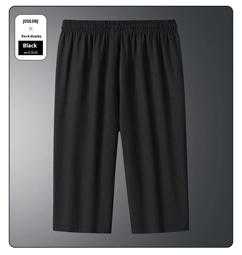 【 M-8XL 】 Men's sports ice silk shorts summer fashion plus size pants quick drying simple breathable cool running shorts