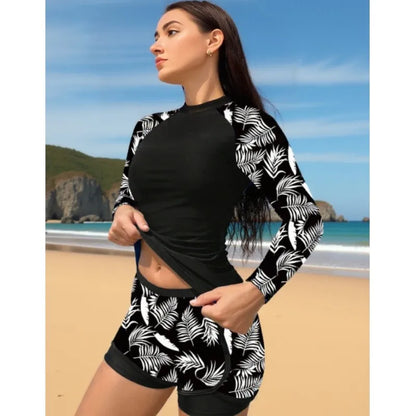 2 Piece long Sleeve Rash Guard Woman Swimsuit Push Up Set Brazilian Bathing Suit Women Beachwear Two Piece Suits