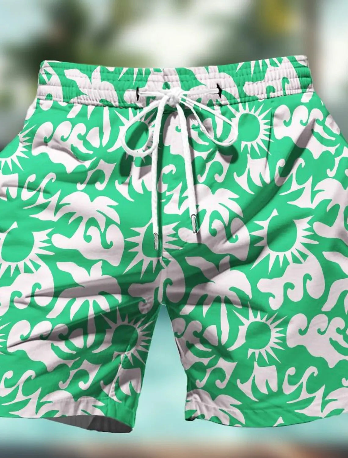 Men's Printed Elastic-Waist Board Shorts