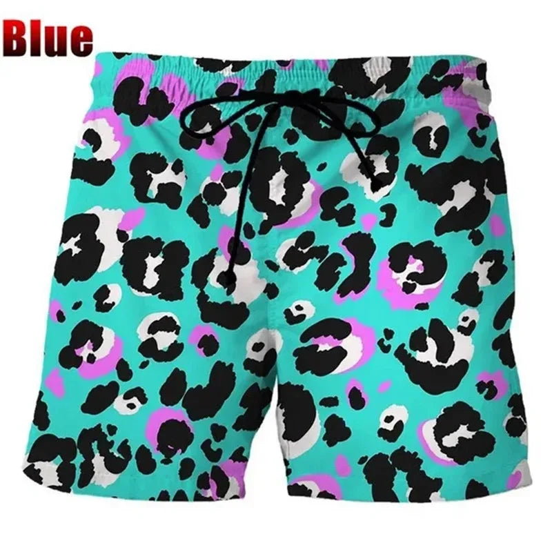 Classic Colorful Leopard Shorts Men Summer Beach Short Pants Hawaii Beach Swimming Pants Swim Trunks Women Kid Cool Ice Shorts