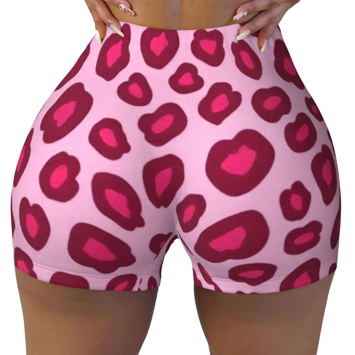 Custom Rainbow Leopard Animal Print Running Volleyball Workout Shorts Women's Athletic Gym Yoga Shorts