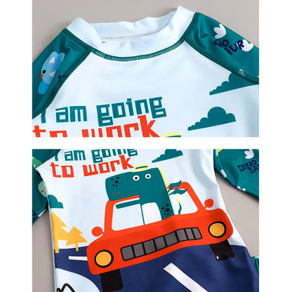 Boy Girl Swimwear Swim Suits Sun Protective Long Sleeve Dinosaur Unicorn Children Swimsuits Bathing Suit Kids Swimming Suit