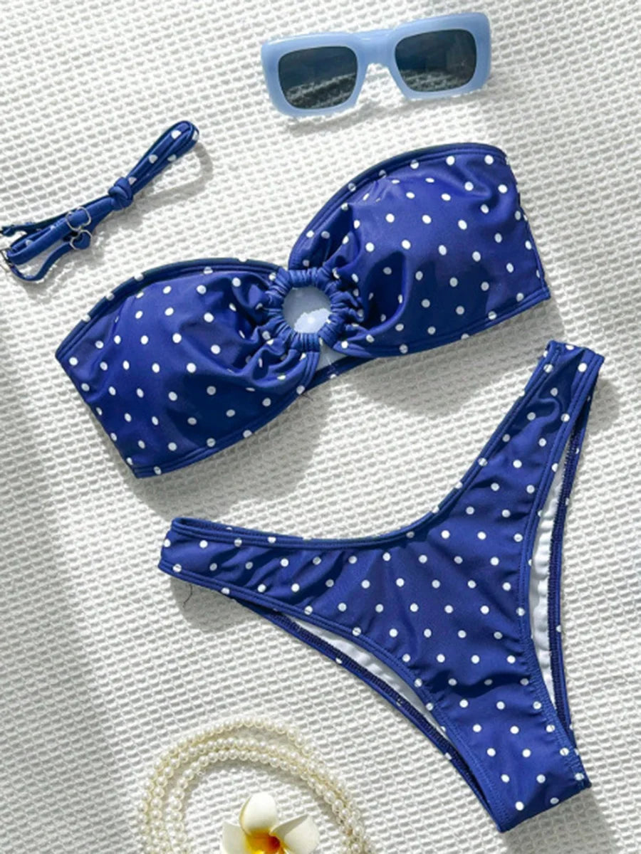 XS - L Polka Dot Bandeau Bikini Women Swimsuit Female Swimwear Two-pieces Bikini Set Brazilian High Cut Bathing Suit Swim Lady
