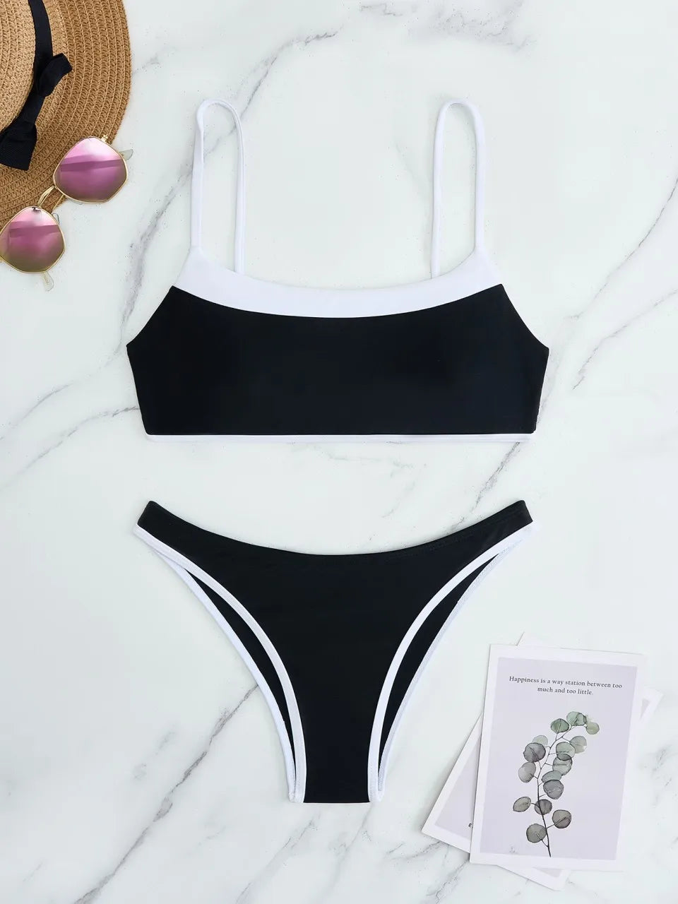 Strappy Bikini Women Thong Swimwear Female Contrast Swimsuit Bathers Bathing Swimming Suit Padded Beachwear Summer