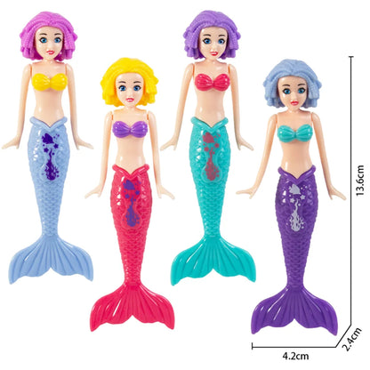 4 Pieces Mermaid Dive Toys Mermaid Bath Toys Colorful Mermaid Pool Toys Swimming Pool Games for Toddlers Boys Girls Teens