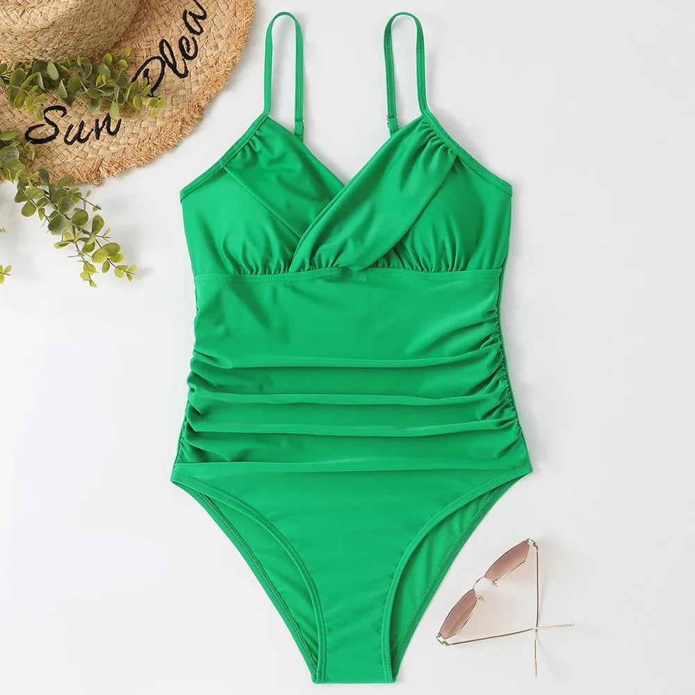 S - XXL Wrinkled One Piece Swimsuit Women Swimwear Female Monokini Swimsuits Bathing Suit Swim Beach Wear Bodysuit