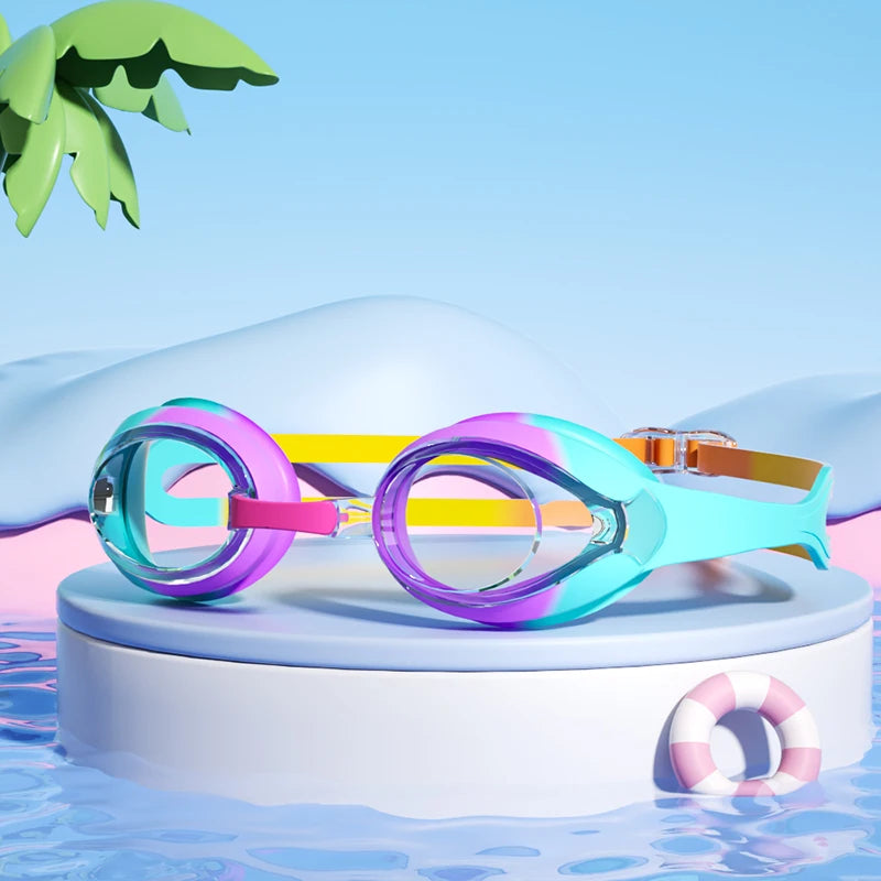 Kids Swimming Goggles Anti-fog Waterproof HD View Children Swim Goggles for Boys and Girls Electroplate and Clear Lens to Choose