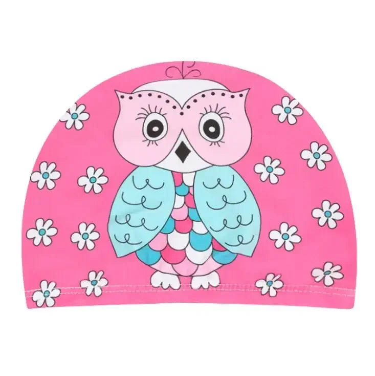 Elastic Fabric Cute Cartoon Swimming Cap for Children Long Hair Lovely Kids Protect Ears Swim Pool Hat for Boys Girls Swim Hat