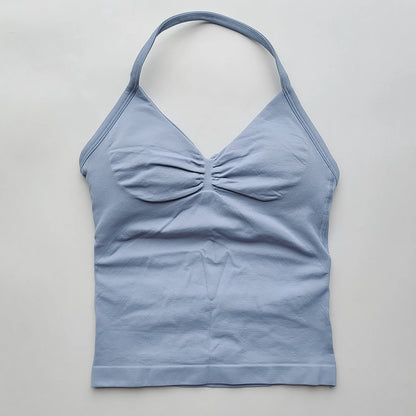 Longline Strappy Gym Tops Women's Sleeveless Workout Shirt  Gym Clothes  Scrunch Open Back Bra Running Yoga Tank Tops