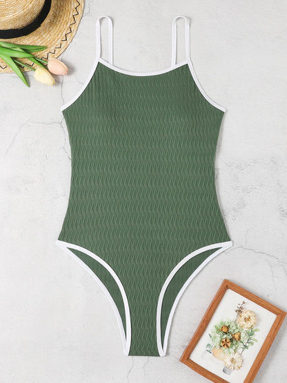 Solid Strapped Swimwear Women Push Up One Piece Swimsuit Monokini Backless High Cut Summer Bathing Suit