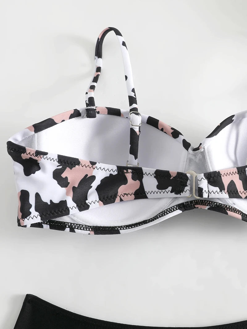 Two Pieces Swimsuits Women Bikini Set Beachwear Push Up Solid Summer Bathing Suit Triangle Bikini Swimwear Low Waist