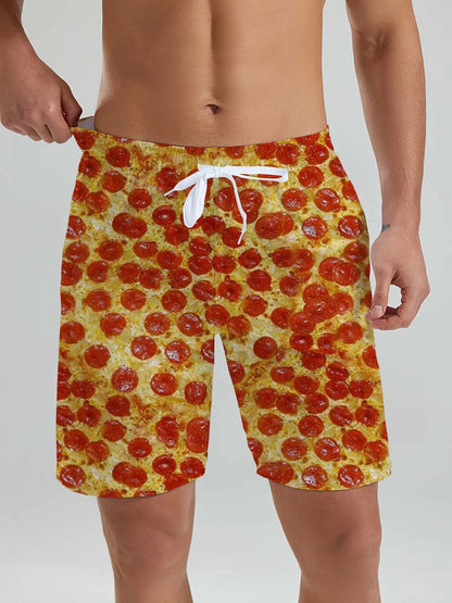 Fashion Fast Food Beach Shorts Men Cool Hawaiian Vacation Swim Trunks 3D Printing Snack Short Pants Summer Surf Board Shorts