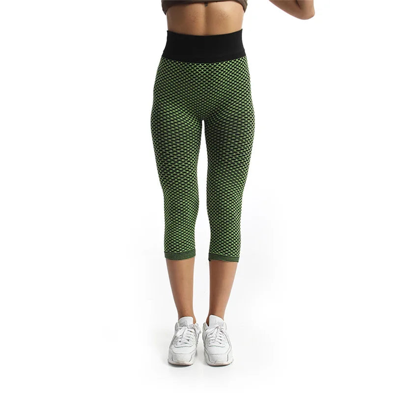YSDNCHI Push Up Leggings Breathable Workout Capris Sport Leggins Seamless High Waist Mid-Calf Women Gym Fitness Yoga Clothing