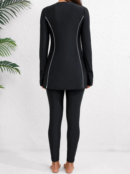 Women With Long Pants Rash Guard Swimwear Female Two Pieces Swimsuit Beach Dress Lady Bathers Bathing Swimming Swim Suit Beachwear 2XL