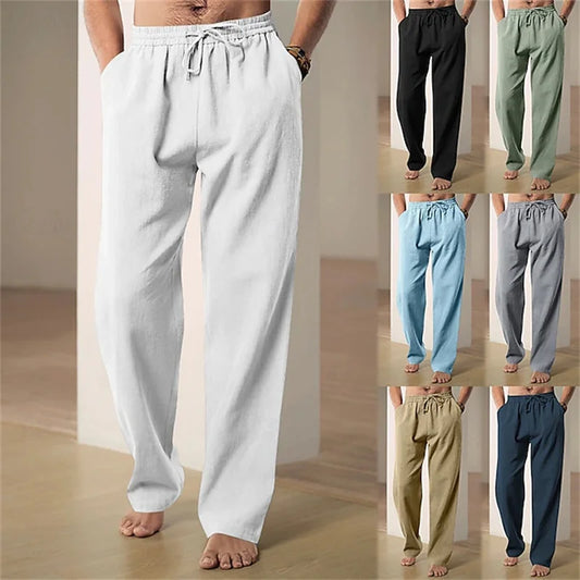 Men's Spring/Summer Casual Pants Minimalist Style Breathable Comfortable Straight-Leg Casual Pants Sports Pants