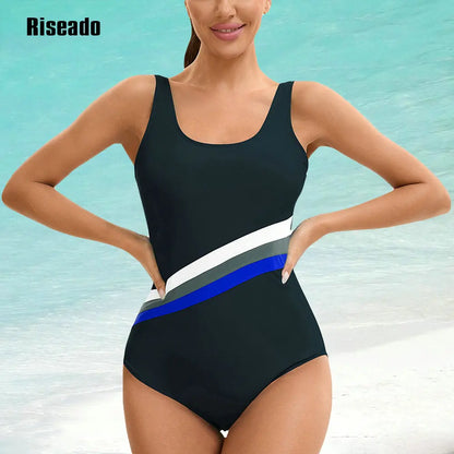 Women's Chlorine Resistant Scoop Neck U-Back High Leg Soft Cup Sporty One Piece Swimsuit