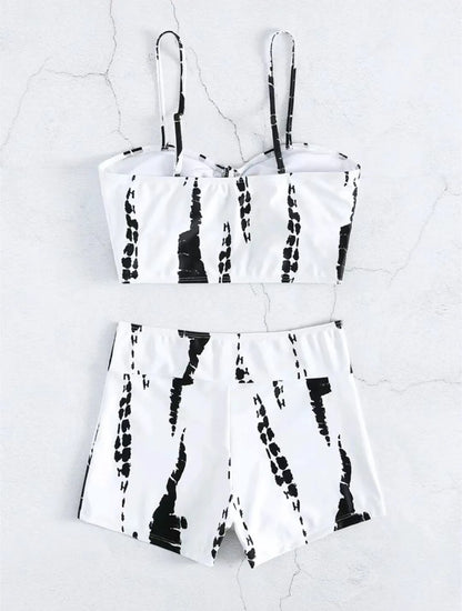 Drawstring Front Shorts Bikinis High Waist Swimsuit Women Swimwear Female Bathers Bathing Swimming Swim Suit Beachwear