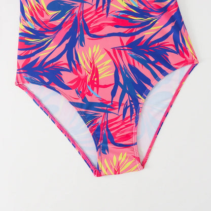 Floral One Piece Swimsuit Long Sleeve Zipper Swimwear Women Bathing Suit Beachwear Monokini Female Swim Surfing Suits