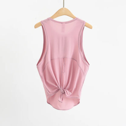 Women Summer  Open-Back Yoga Vest for  Loose-Fit and Moisture-Wicking Sleeveless   Running Fitness Shirt