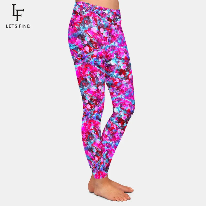 High Quality Women Warm Leggings Fashion 3D Watercolor Splatter Printing High Waist Fitness Silm Leggings