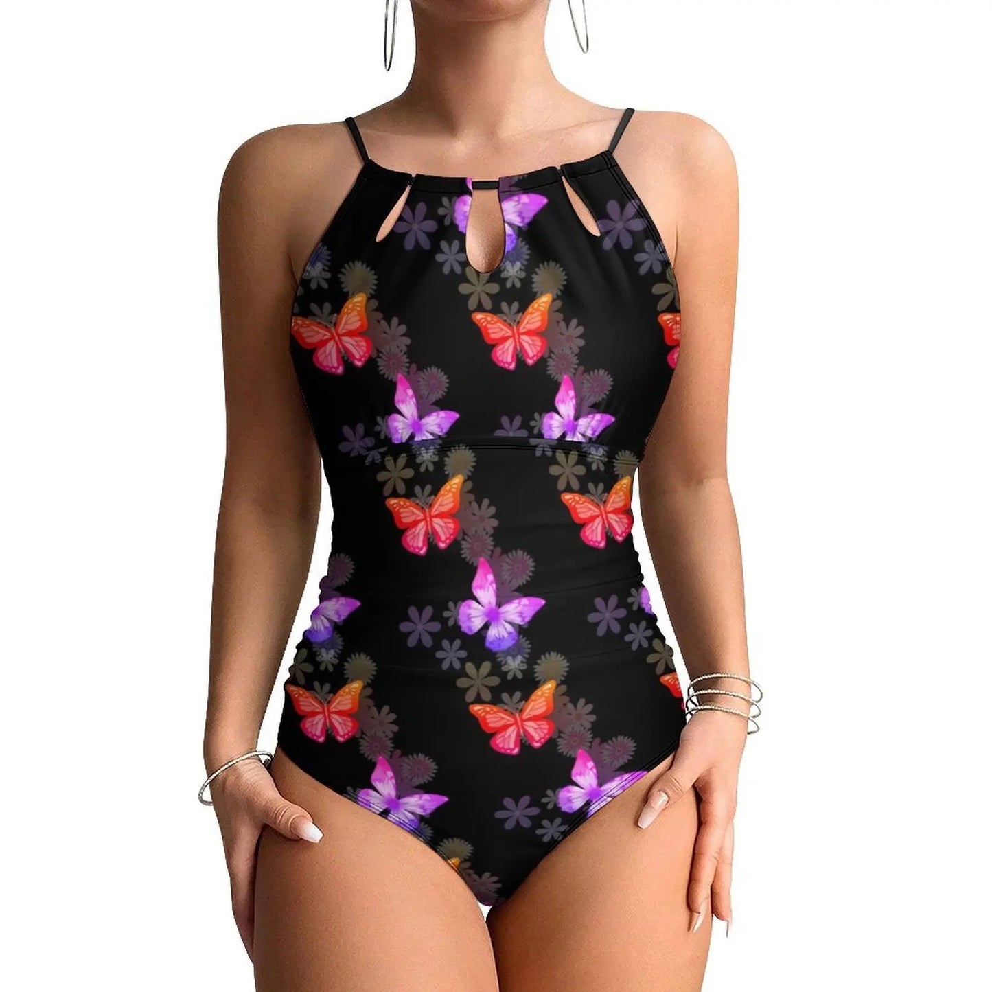 Butterfly Swimsuit Colorful Animal Women Swimwear One-Piece Stylish Swimsuits Holiday Pool Push Up Cut Out Beach Outfits