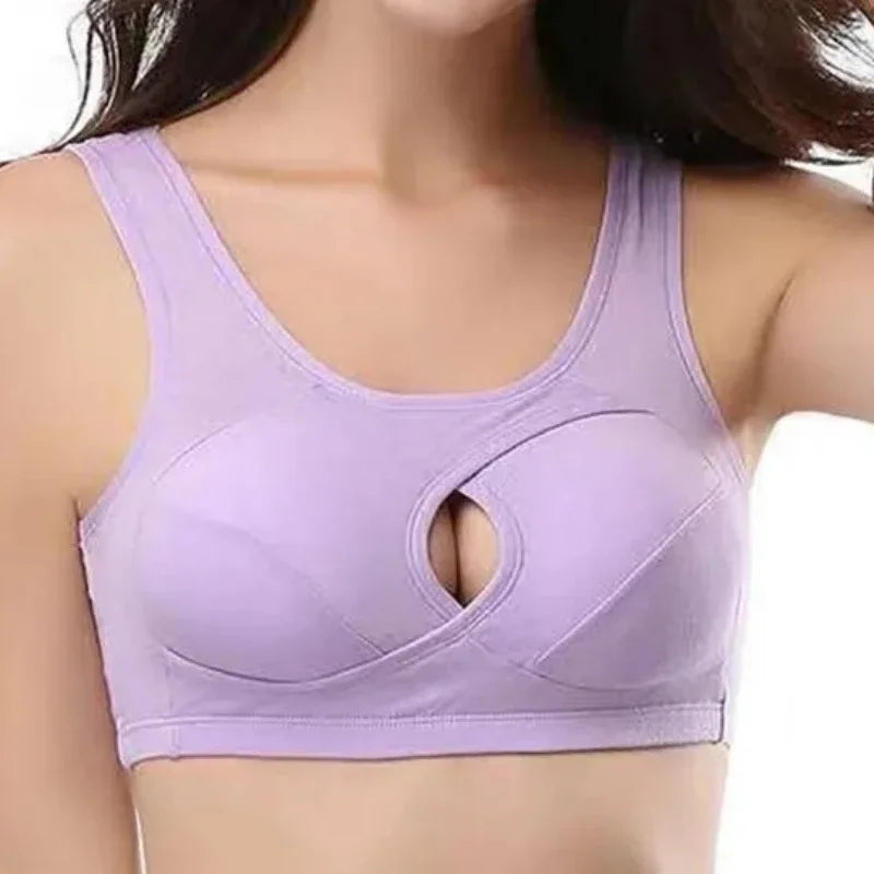 M-6XL Plus Size Breathable Cotton Bra Hollow Out Women's Underwear Removable breast pad Bralette Seamless Gathers Brassiere
